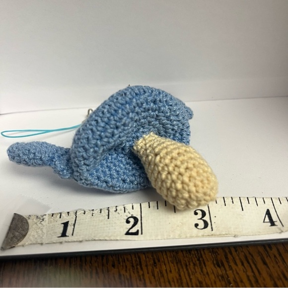 STITCH Blue Knit Mushroom Charm Keychain Tokyo Disney Store Blue - Picture 4 of 9